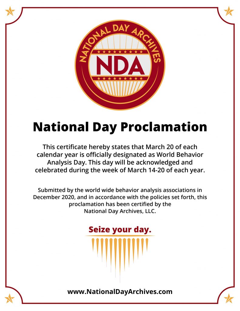 National Archives WBAD Proclamation World Behavior Analysis Day